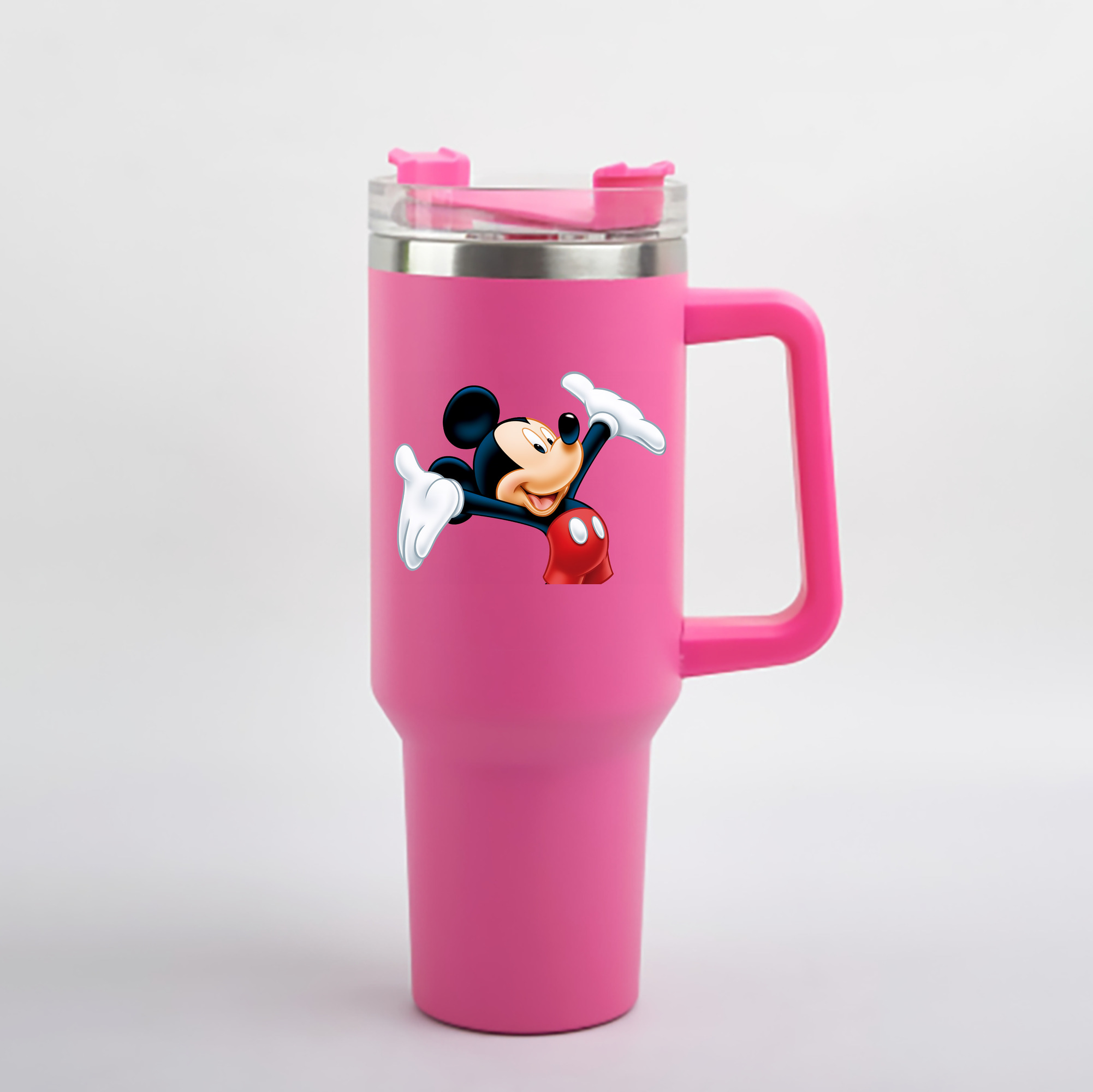 （画像用） ミッキーマウス Mickey Mouse 1200mL車用タンブラー - クリスタルステッカー（プラスチックストロー付き）